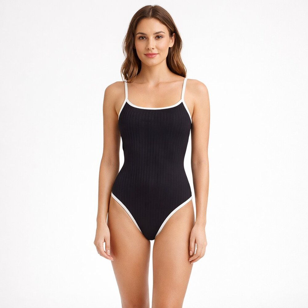 Aerie Wide Rib Scoop Full Coverage One Piece Swimsuit